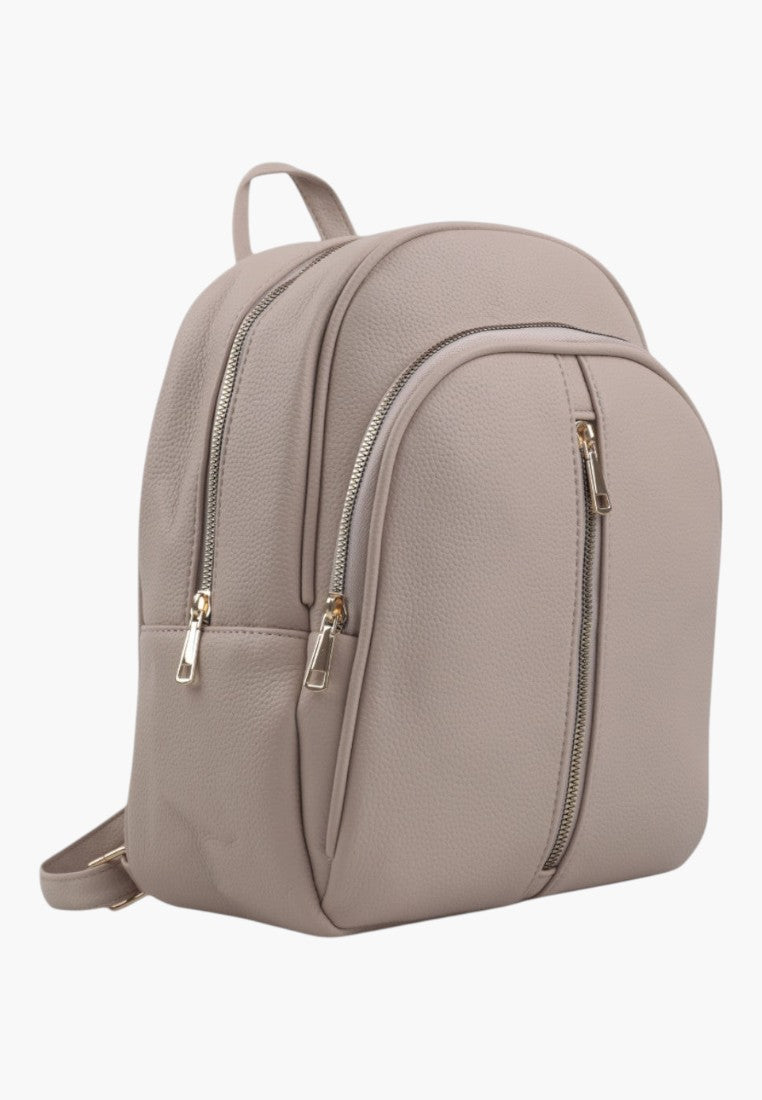 Falio apricot faux leather urban backpack with multiple zippered compartments and a spacious A4 design