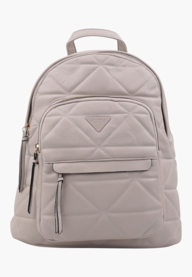 Falio beige urban backpack in quilted eco-leather with a front zip pocket and spacious main compartment