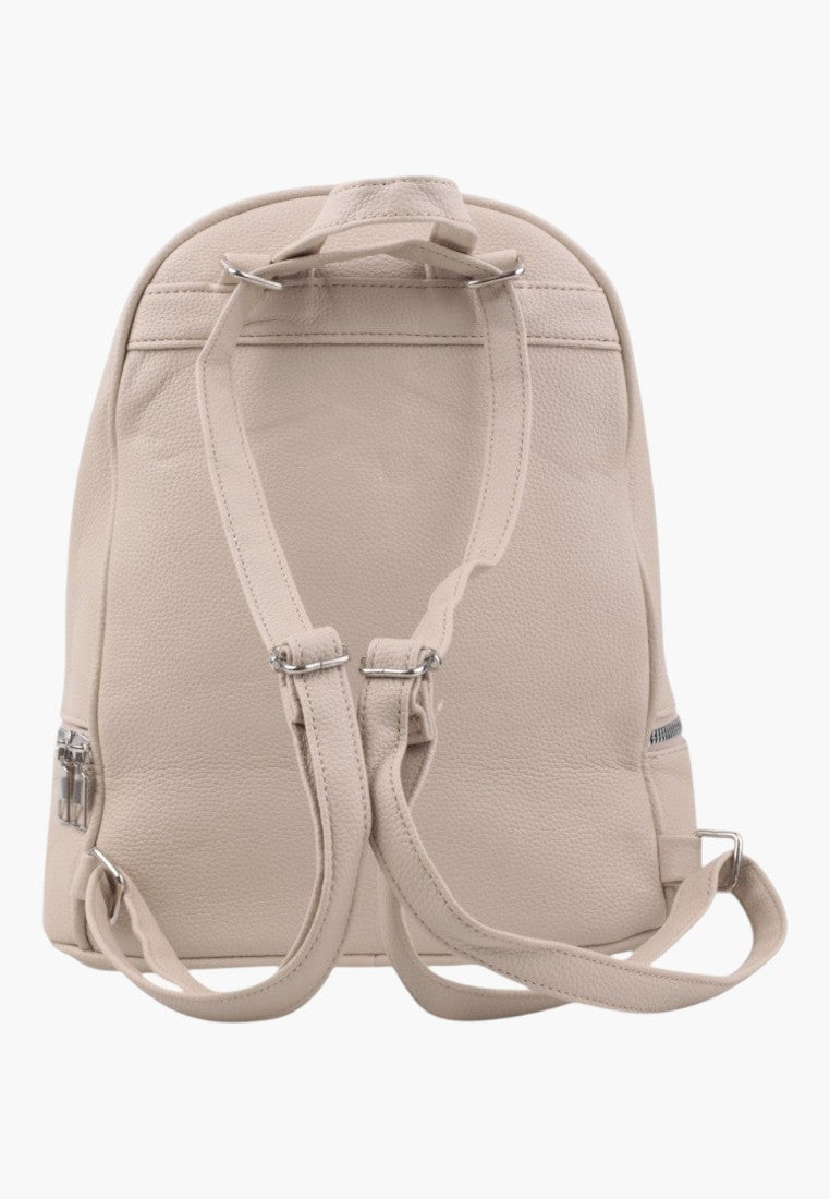 Falio khaki urban women's backpack with adjustable straps and textured material, back view