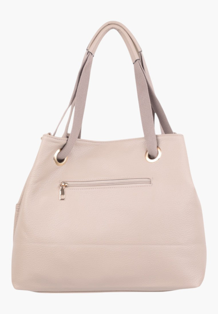 Back view of a wielokolorowa torebka damska shopper z zamkiem błyskawicznym