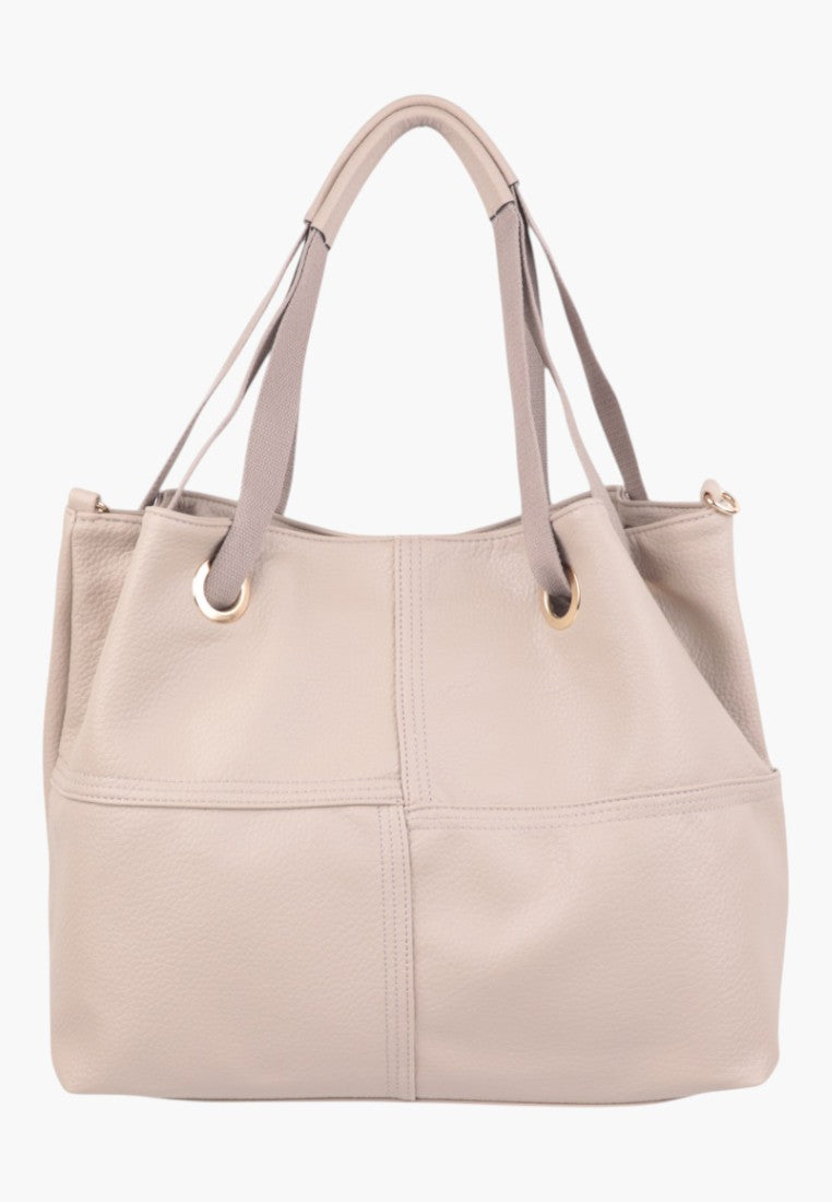 Front view of a wielokolorowa torebka damska shopper na ramię z dwoma uchwytami