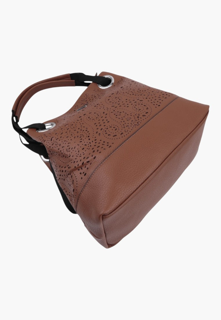 Falio brązowa torebka shopper z ekoskóry, widok z tyłu.