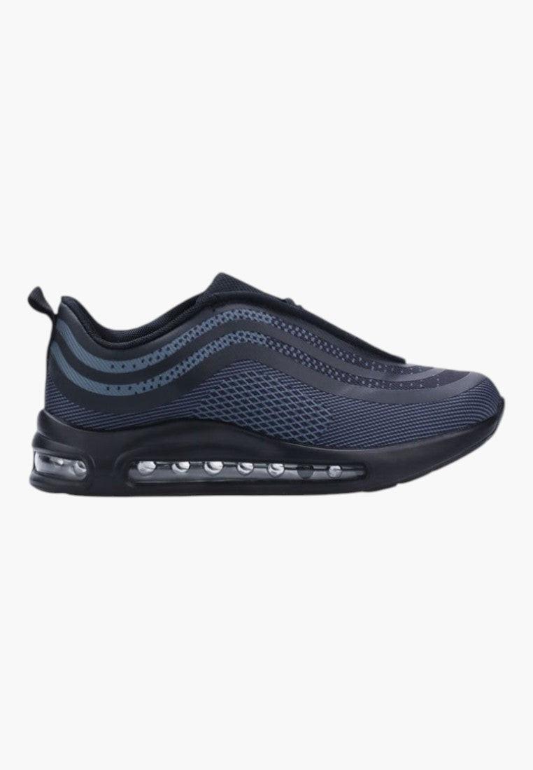 Czarne buty damskie sportowe, stylowy wygląd, widok w stylu życia