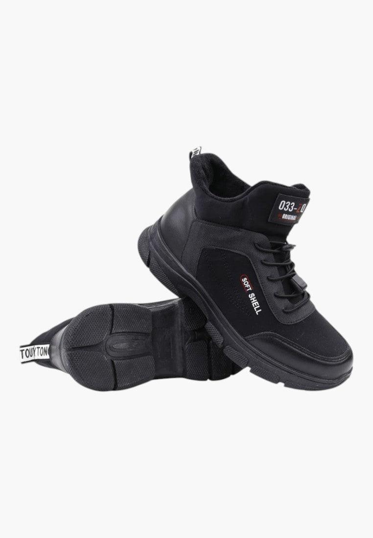 Czarne sneakersy botki damskie w stylu życia, z modnym designem i wygodnym dopasowaniem.