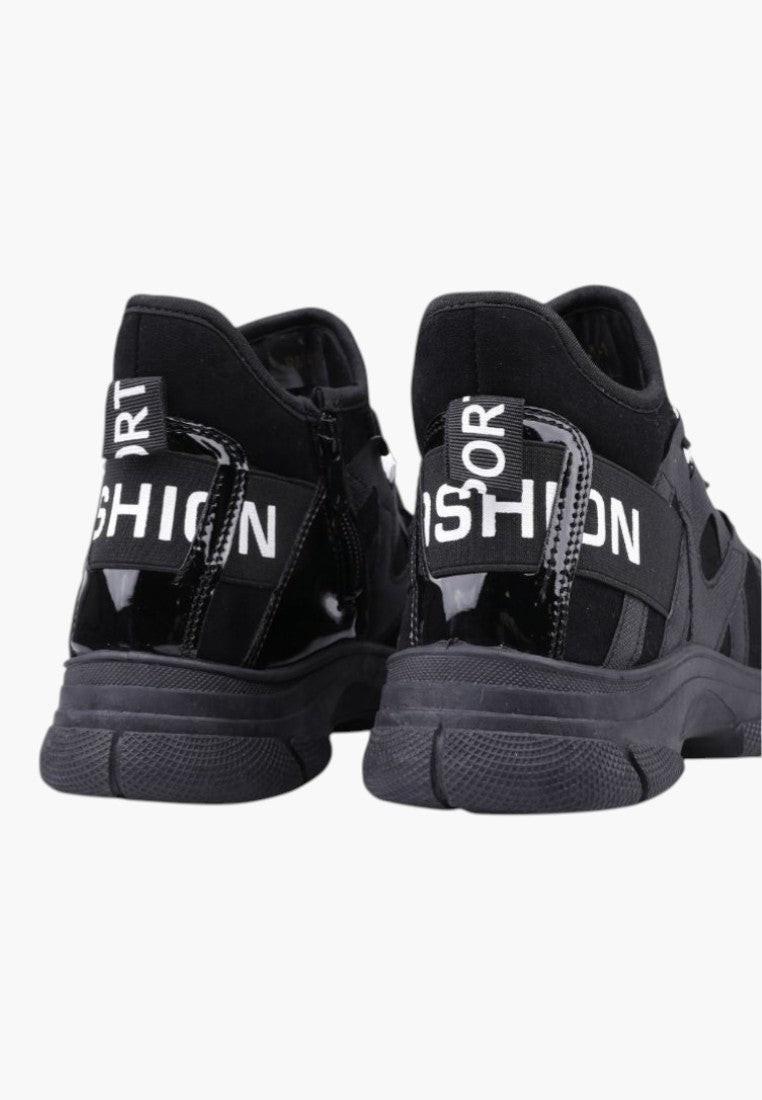 Czarne sneakersy damskie w stylu życia, wygodne dopasowanie