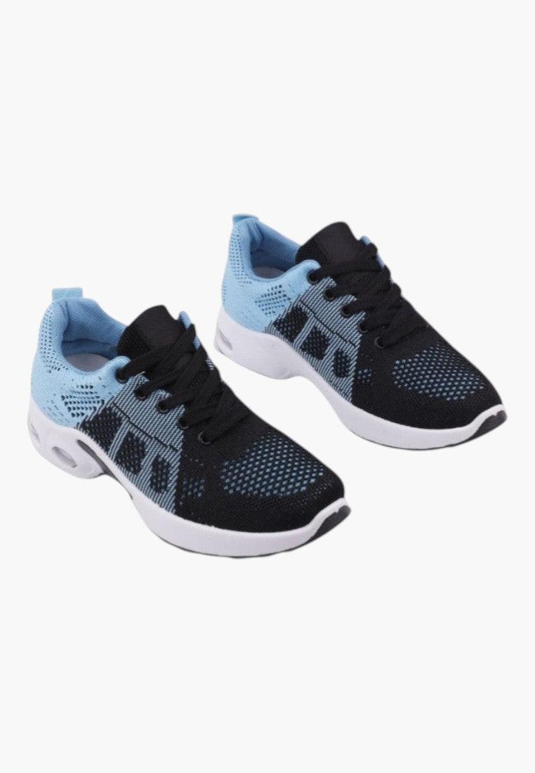 Czarne sneakersy damskie z tekstylnej cholewki, widok z przodu