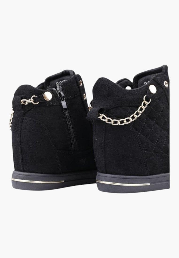 Czarne sneakersy damskie z zamkiem błyskawicznym, widok z tyłu