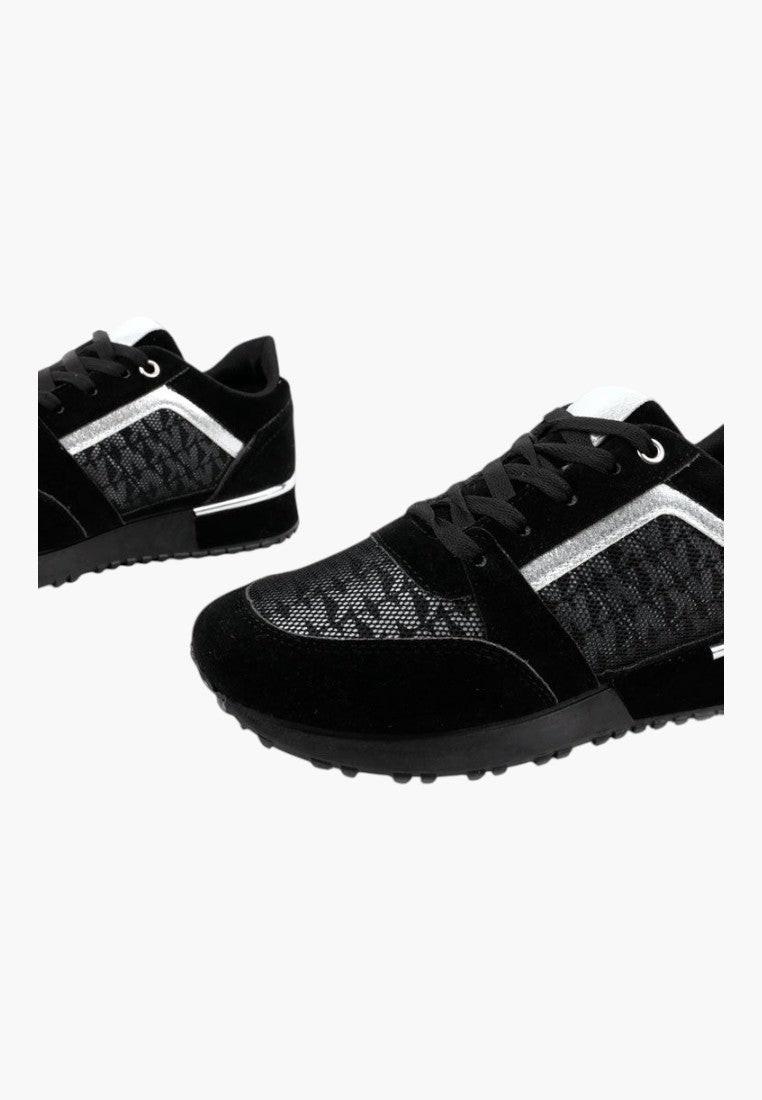 Czarno-srebrne sneakersy damskie w nowoczesnym stylu, widok lifestyle