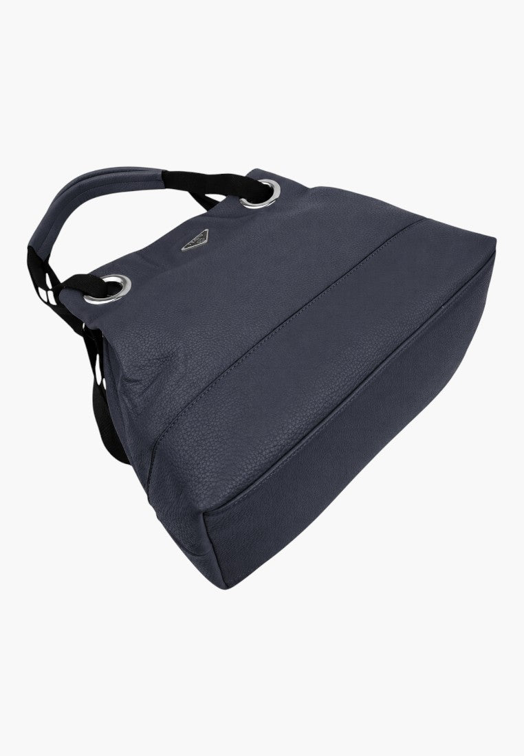 Falio DBLUE duża granatowa torebka shopper z ekoskóry, widok z tyłu.