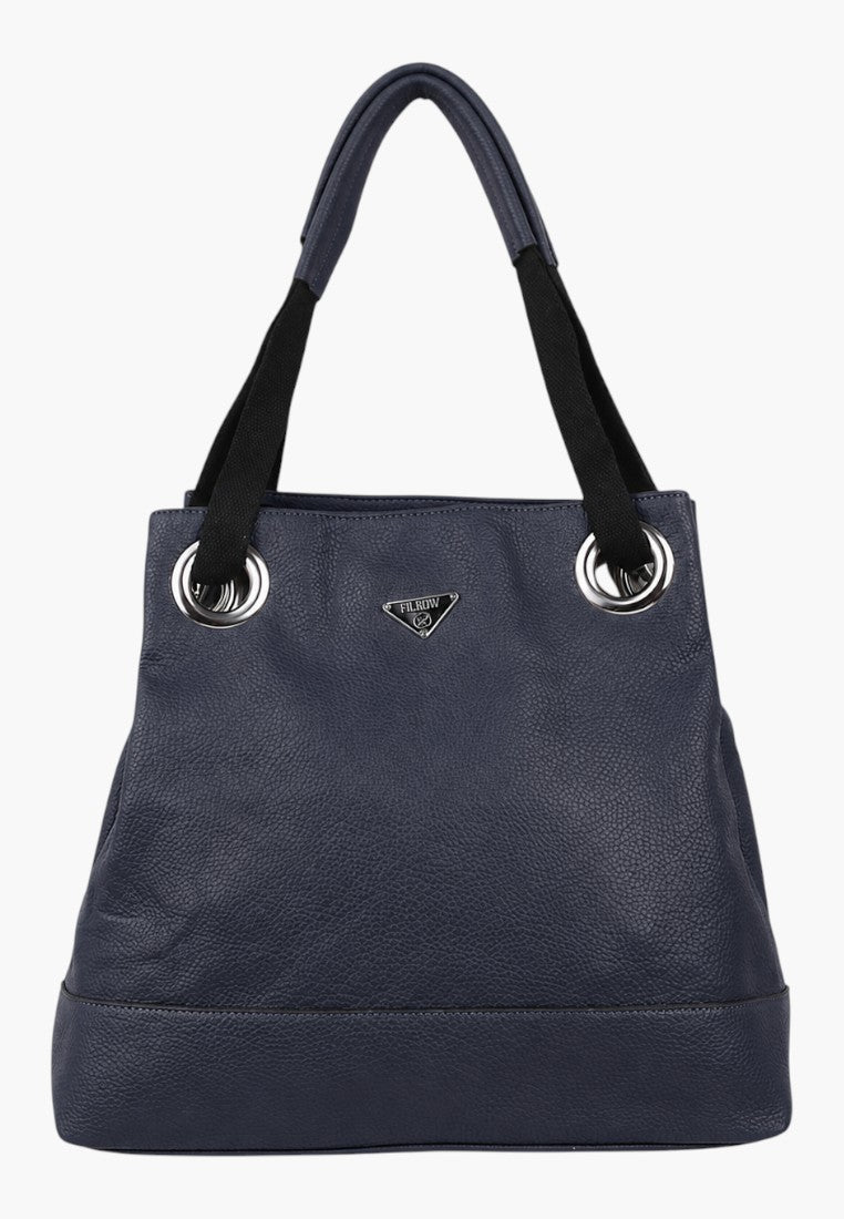 Falio granatowa torebka shopper z ekoskóry, widok z przodu.