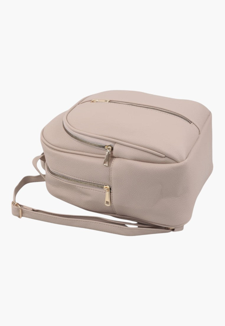 Falio apricot faux leather urban backpack with gold zippers and adjustable straps for daily use