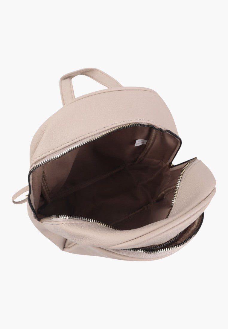 Falio apricot faux leather urban backpack with open zippered main compartment and top handle