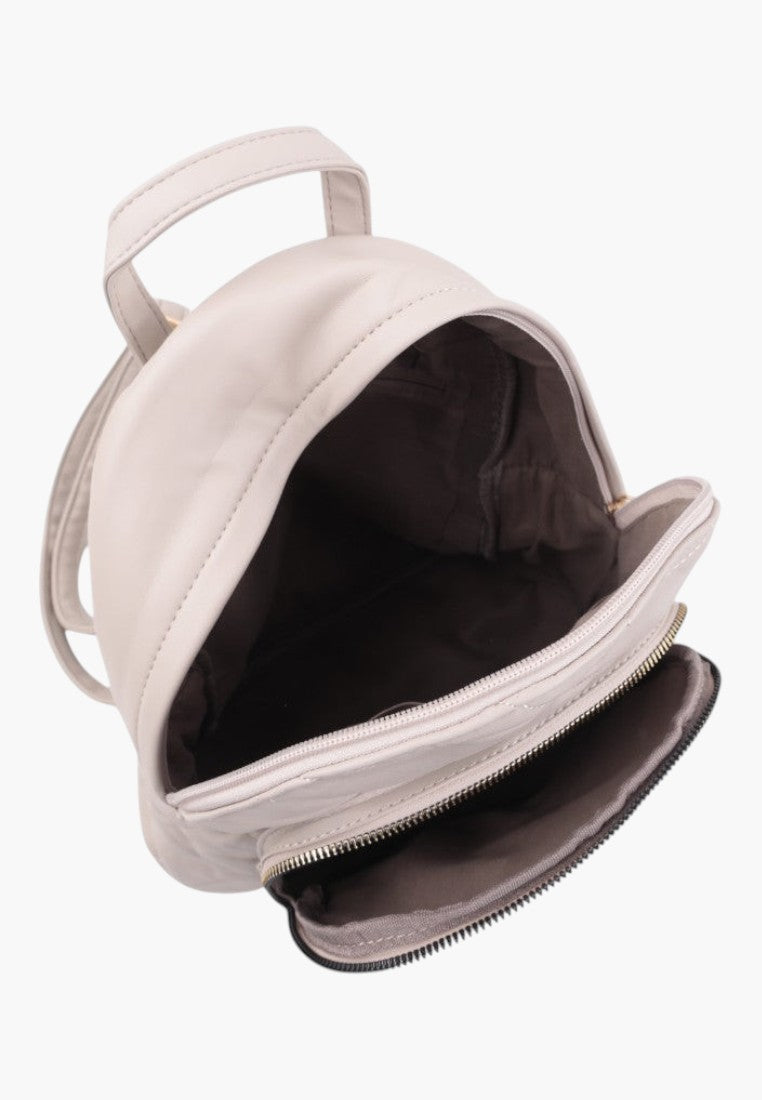 Falio beige urban backpack made of eco-leather with a zippered main compartment and front pocket