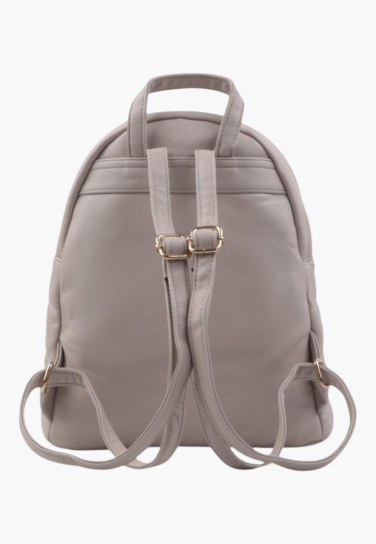 Falio beige urban backpack made of eco-leather with adjustable straps and gold-tone hardware, back view