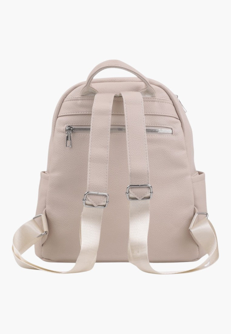 Falio beige urban backpack made of eco-leather with adjustable straps and a back zipper pocket