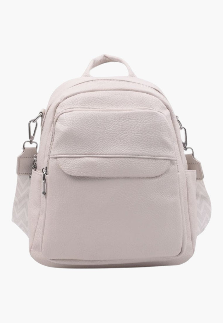 Falio women's urban backpack in light beige faux leather with a spacious main compartment and multiple pockets