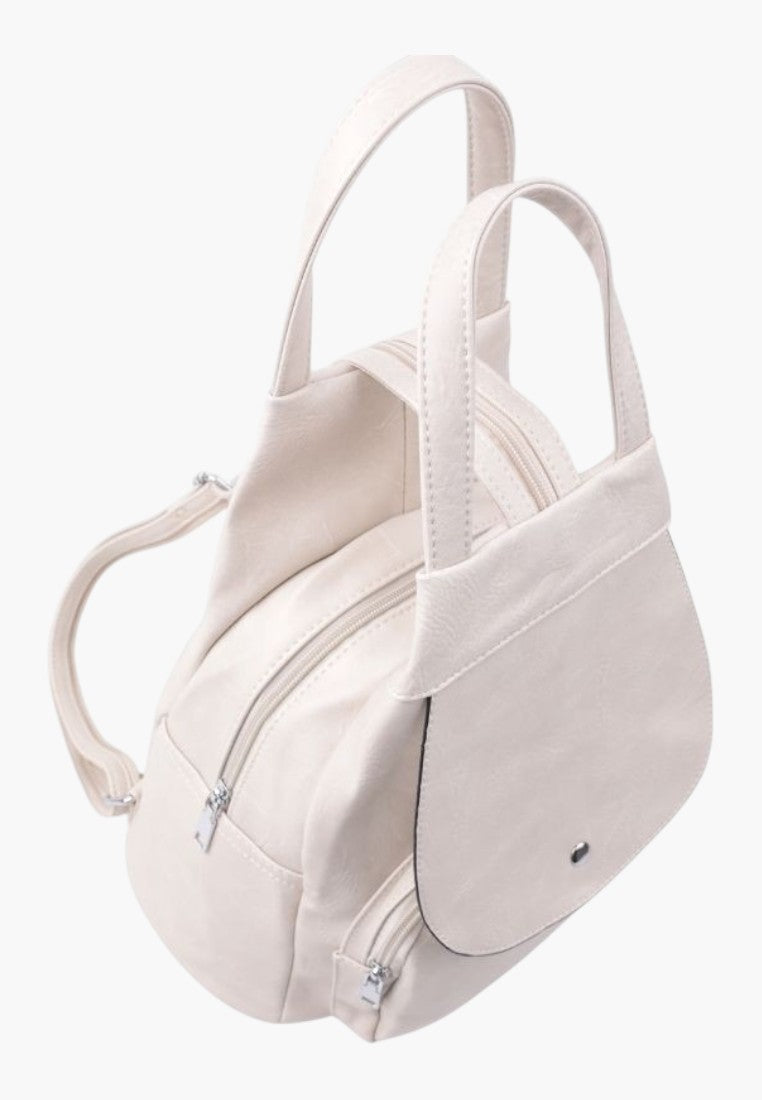 Falio beige faux leather A4 urban backpack with zipper closure and multiple pockets for daily use