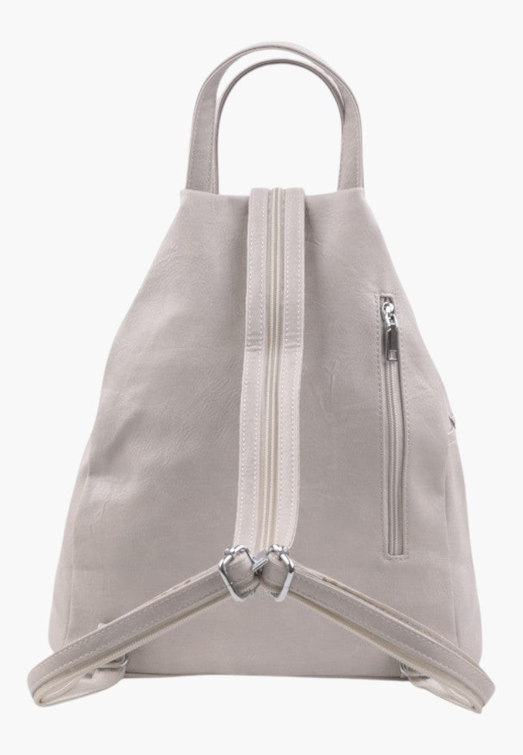 Falio beige faux leather urban backpack with zipper closure and multiple compartments for daily use
