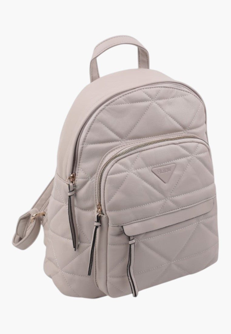 Falio beige urban backpack made of quilted eco-leather with multiple zippered compartments for daily use