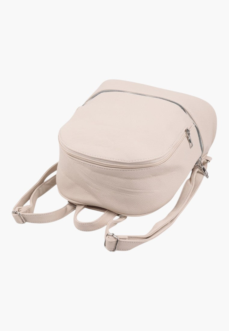 Falio beige urban women's backpack with a minimalist design, zipper closure, and adjustable straps.