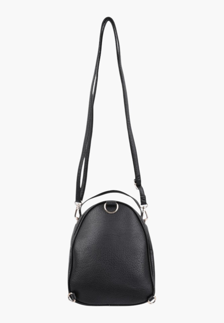 Falio black faux leather urban mini backpack with a compact design and adjustable straps