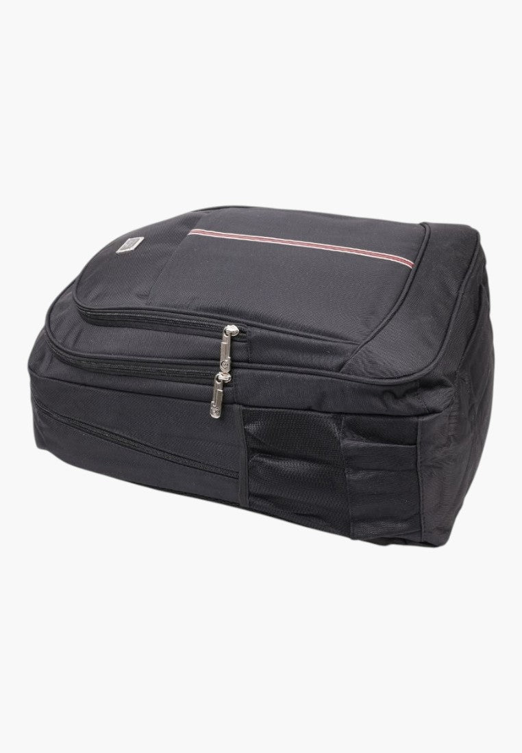 Falio black 30L unisex urban backpack with multiple compartments and durable fabric for daily travel and work