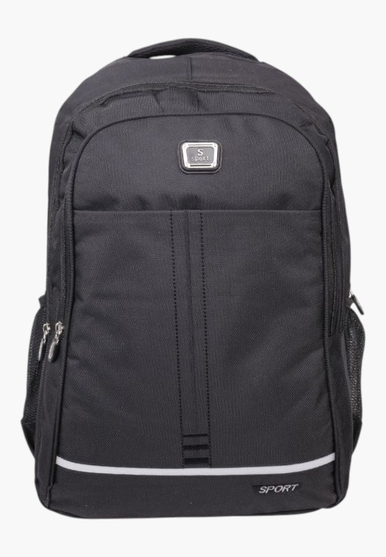 Falio 35L black urban backpack with multiple compartments, durable fabric, and reflective strip for daily use.