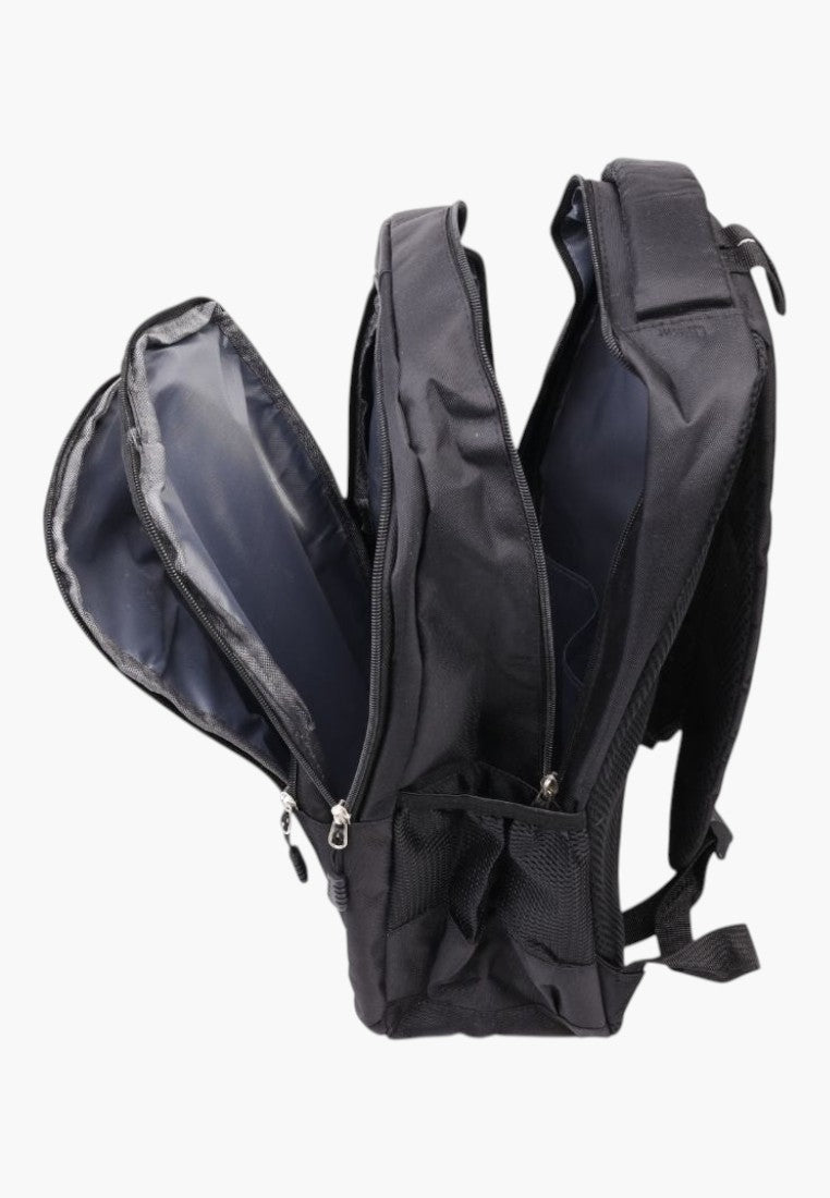 Falio black 29-liter urban backpack with multiple compartments and durable zippers for school or work