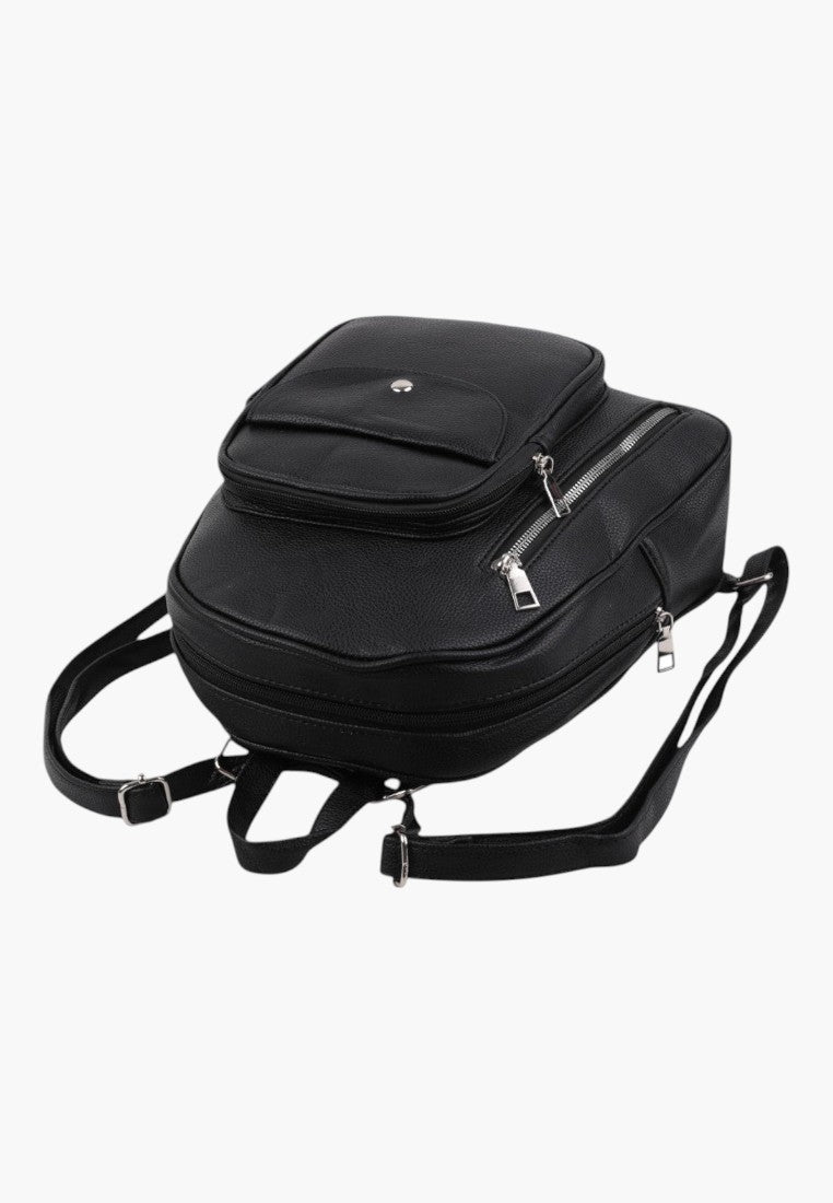 Falio elegant black urban women's backpack with multiple zippered compartments and adjustable straps