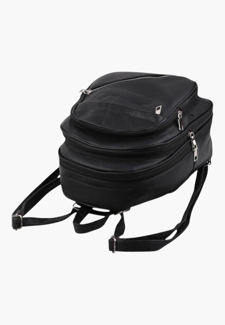 Falio stylish black urban women's backpack with multiple zippered compartments and adjustable straps