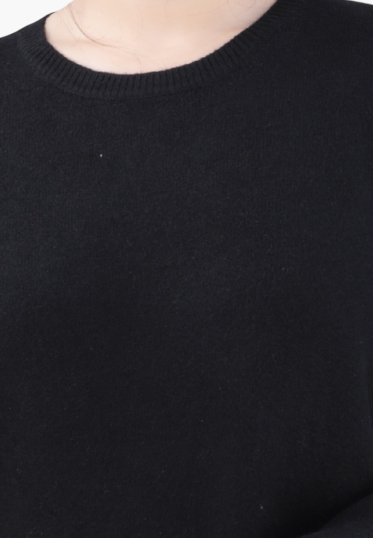 Falio black women's sweater made from a soft wool and cashmere blend with a classic round neckline.