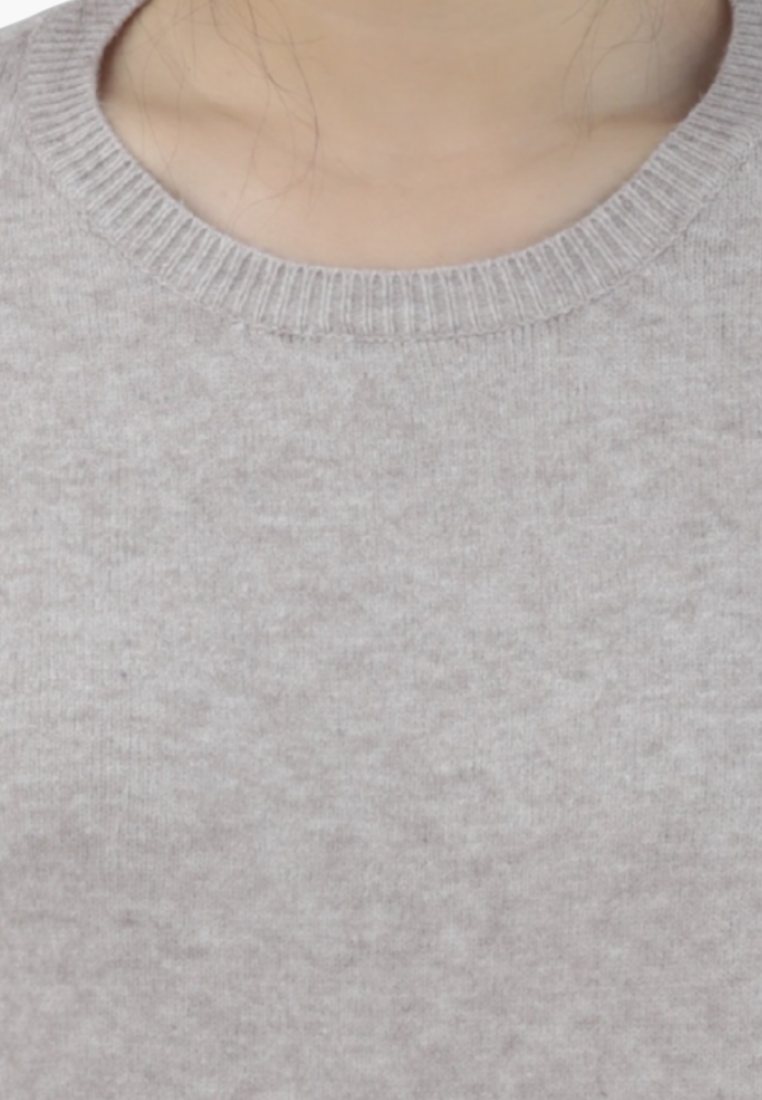 Falio plus size brown wool and cashmere blend sweater with a classic round neckline