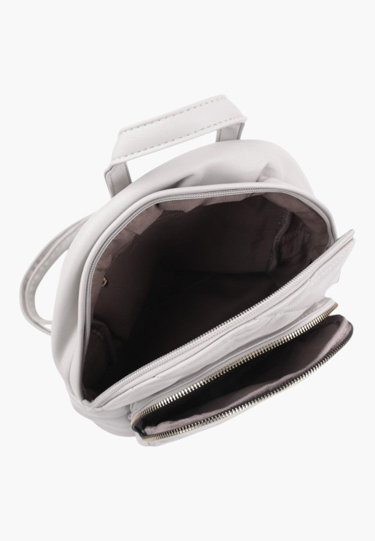 Falio grey urban faux leather backpack with multiple zippered compartments and top handle