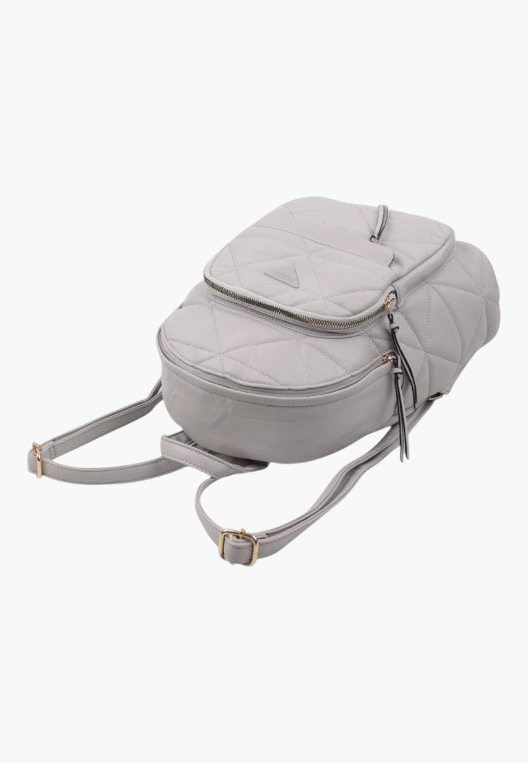 Falio grey quilted faux leather urban backpack with zippered compartments and adjustable straps