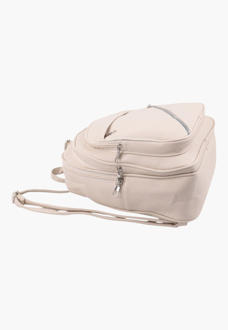 Falio LAPRICOT beige urban women's backpack with multiple zippered compartments and adjustable straps