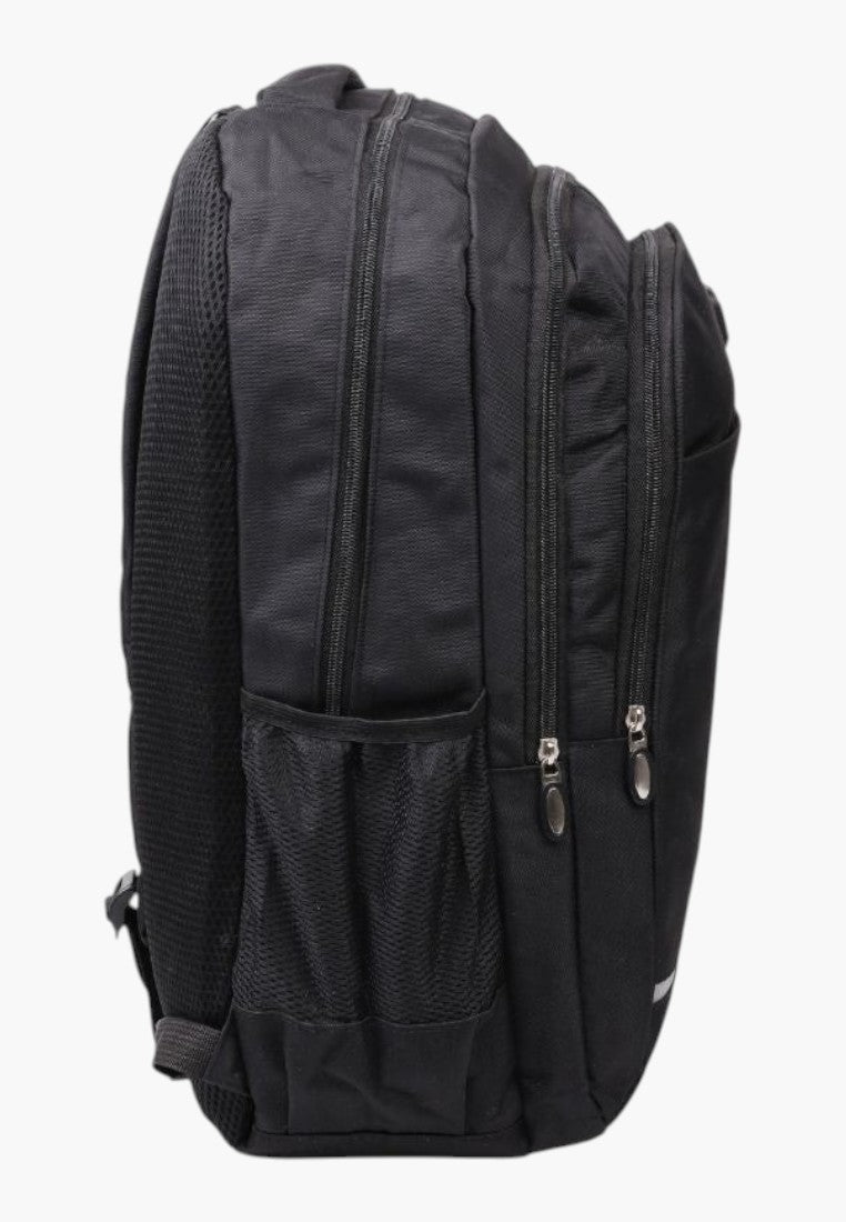 Falio large black 35L urban backpack with multiple compartments, side mesh pockets, and durable zippered design.