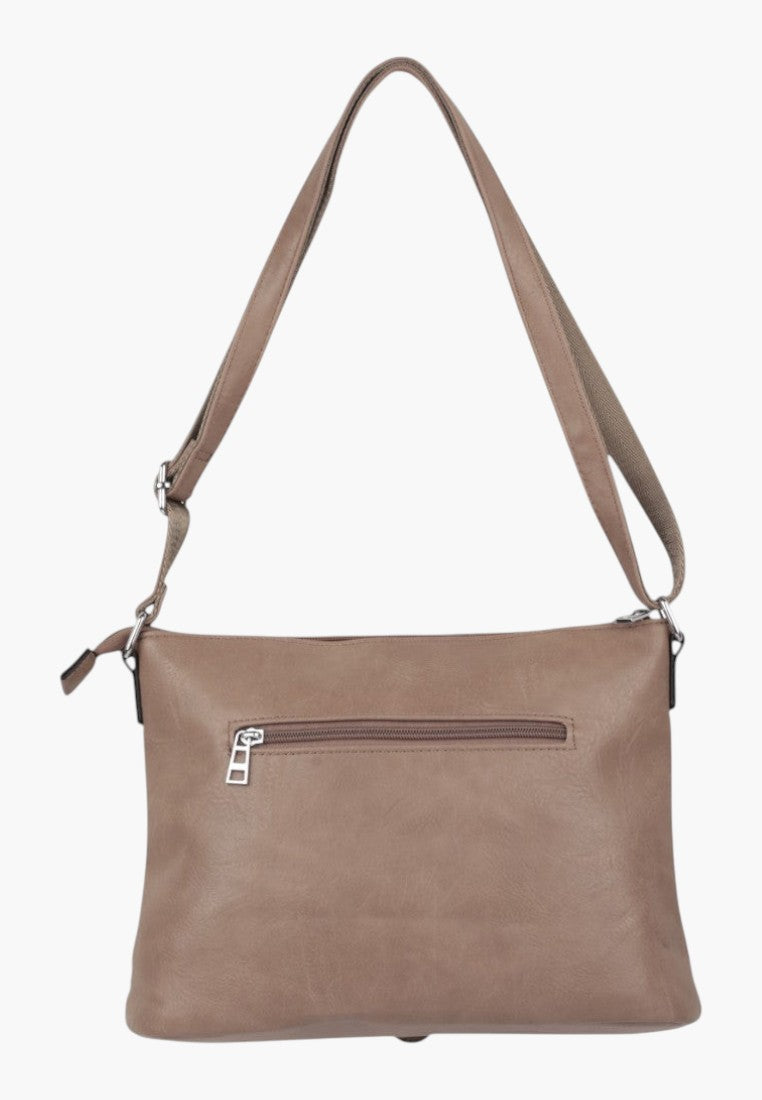 Falio light grey crossbody bag with an adjustable shoulder strap and a convenient front zipper pocket