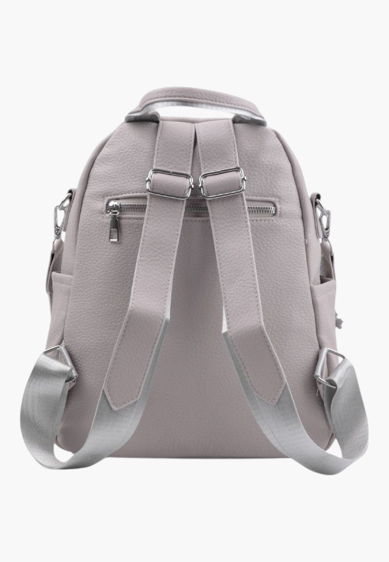 Falio urban women's backpack in light grey faux leather with adjustable straps and back zipper pocket