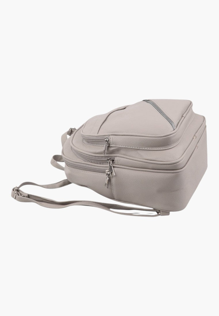 Falio light grey urban women's backpack with multiple zippered compartments and adjustable straps