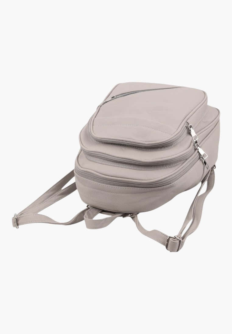 Falio light grey urban women's backpack with multiple zippered compartments and adjustable straps