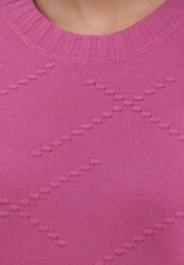 Falio pink wool-blend sweater with a round neckline and subtle diamond-patterned knit texture