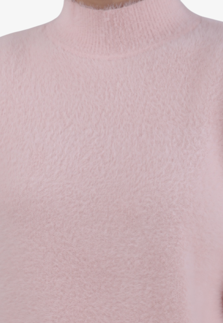 Falio pink mock neck sweater made from a soft wool and cashmere blend with long sleeves