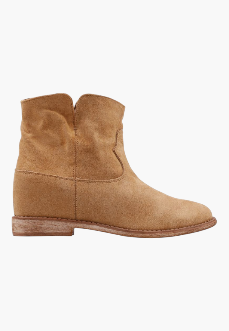 Falio tan faux suede ankle boots with a hidden wedge heel and western-inspired silhouette