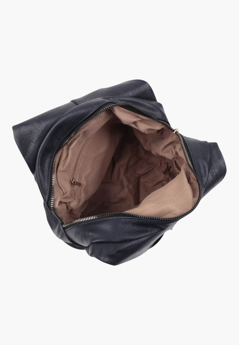 Falio urban women's backpack made of dark multi-colored faux leather with a zippered main compartment
