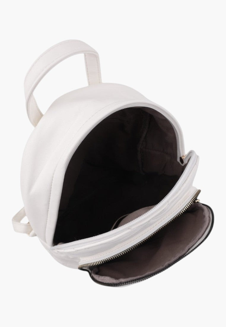 Falio urban women's backpack in white faux leather with a zippered main compartment and interior lining