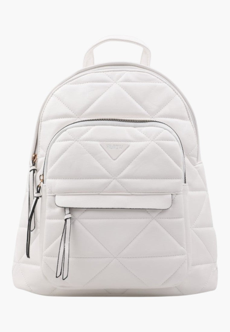 Falio white quilted urban backpack made of eco-leather with a front zipper pocket and spacious compartments
