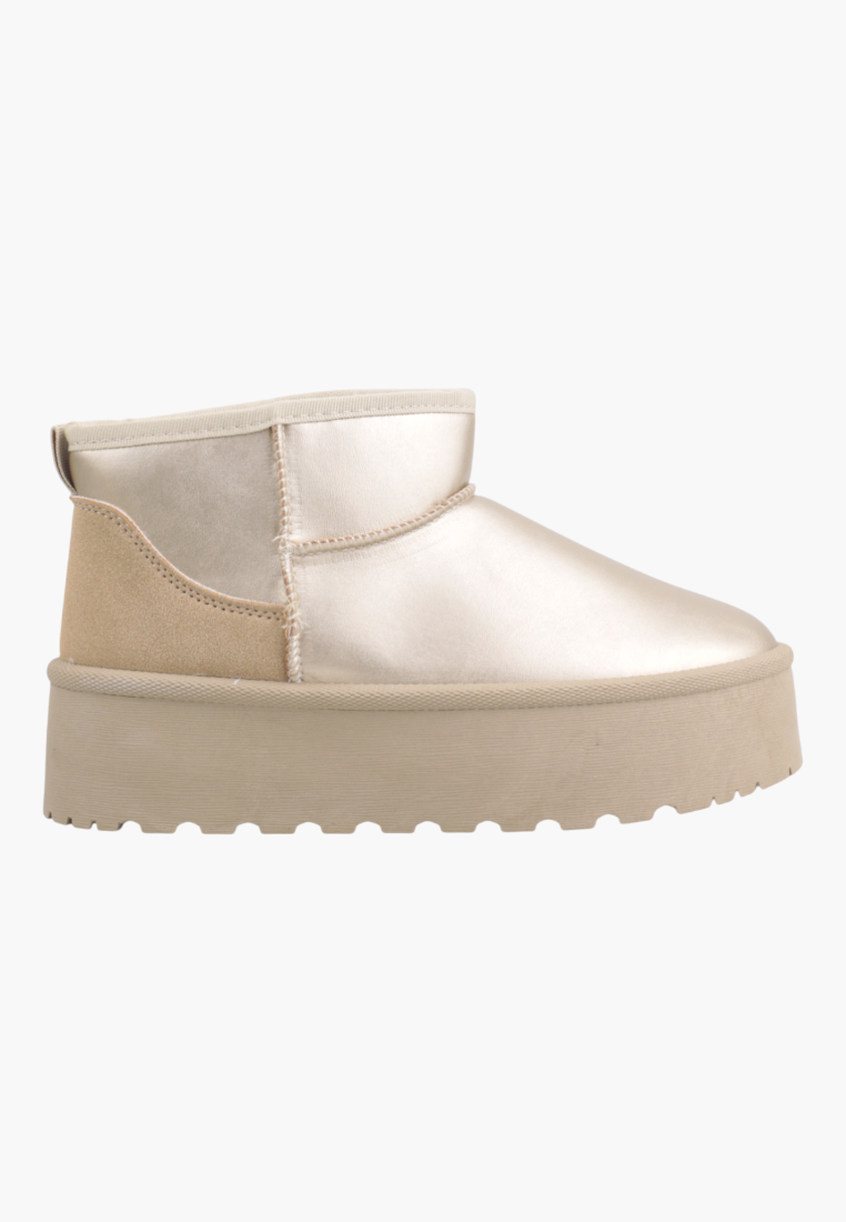 Falio yellow faux leather slip-on ankle boots with a thick platform sole and warm interior lining