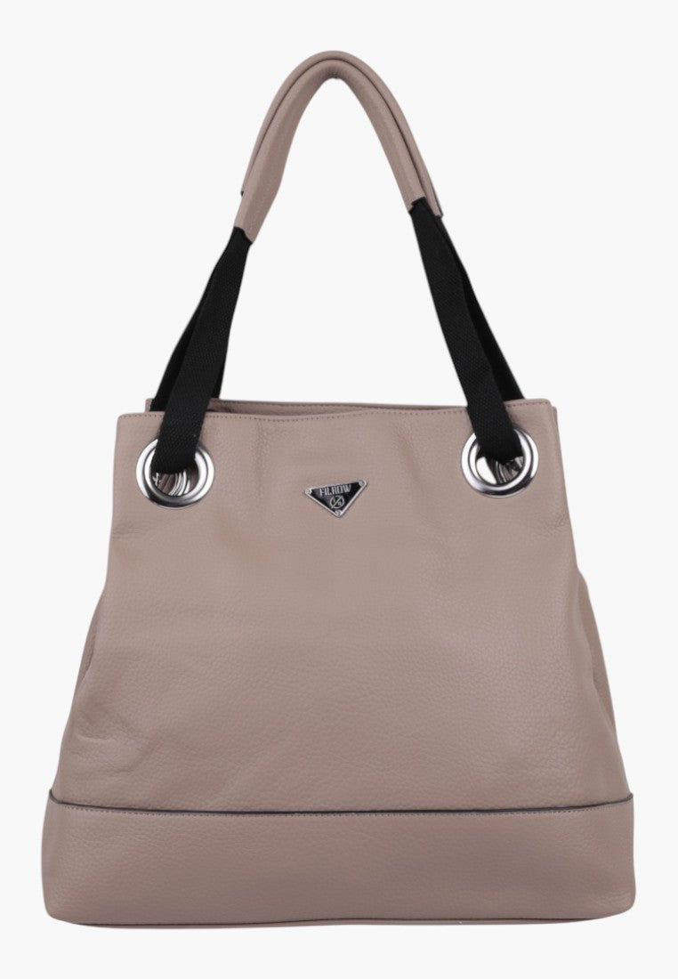Front view of Falio khaki shopper bag with dual handles.