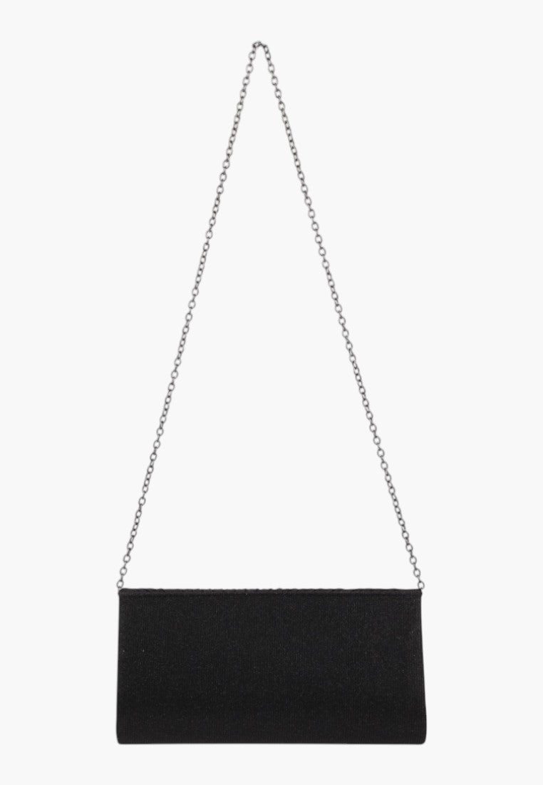 Back view of the black clutch wallet with a plain back.