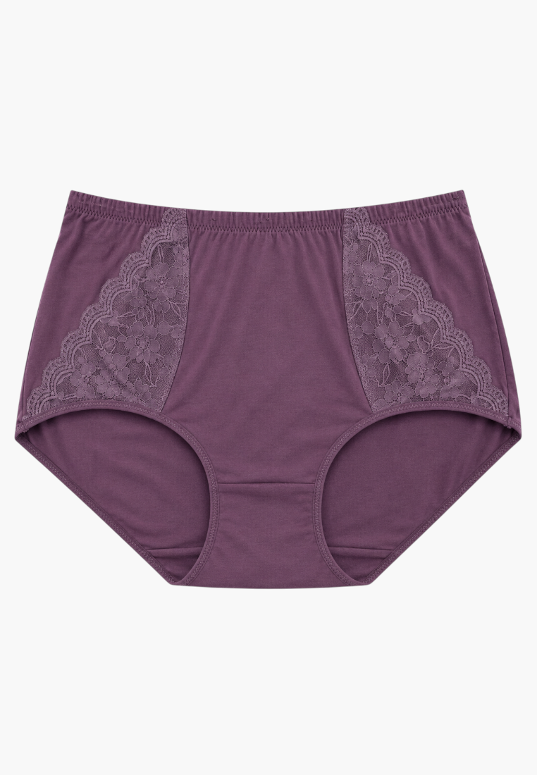 Front view of dark purple cotton maxi briefs.
